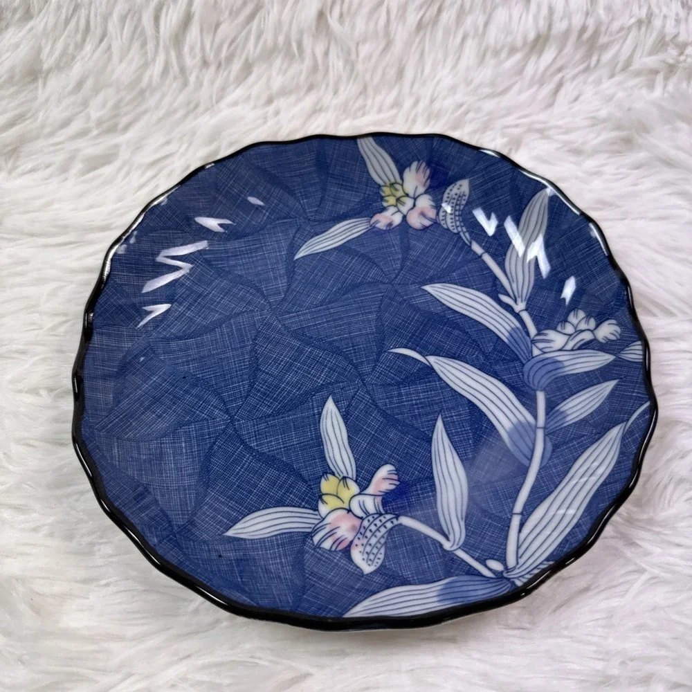 Japanese‎ Style Blue Floral Porcelain Salad Dessert Plate 7.5